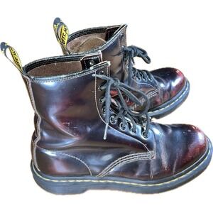 Dr. Martens Women's 8 Leather Boots Dark Cherry Red 1460 Pascal Rub-Off  Combat